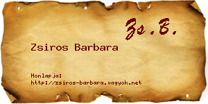Zsiros Barbara névjegykártya